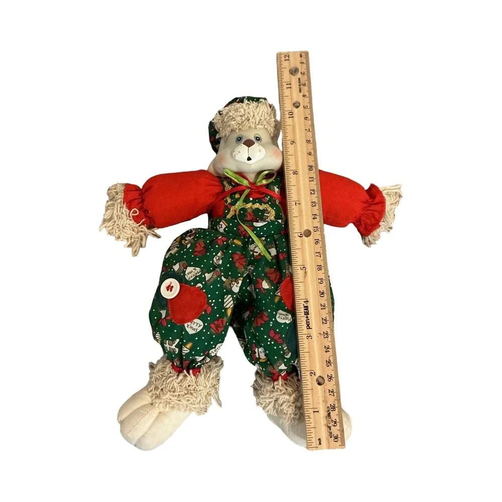 Vintage‎ TL Toys 1995 Christmas Bunny Rabbit Plush Green Red Holiday Doll 10